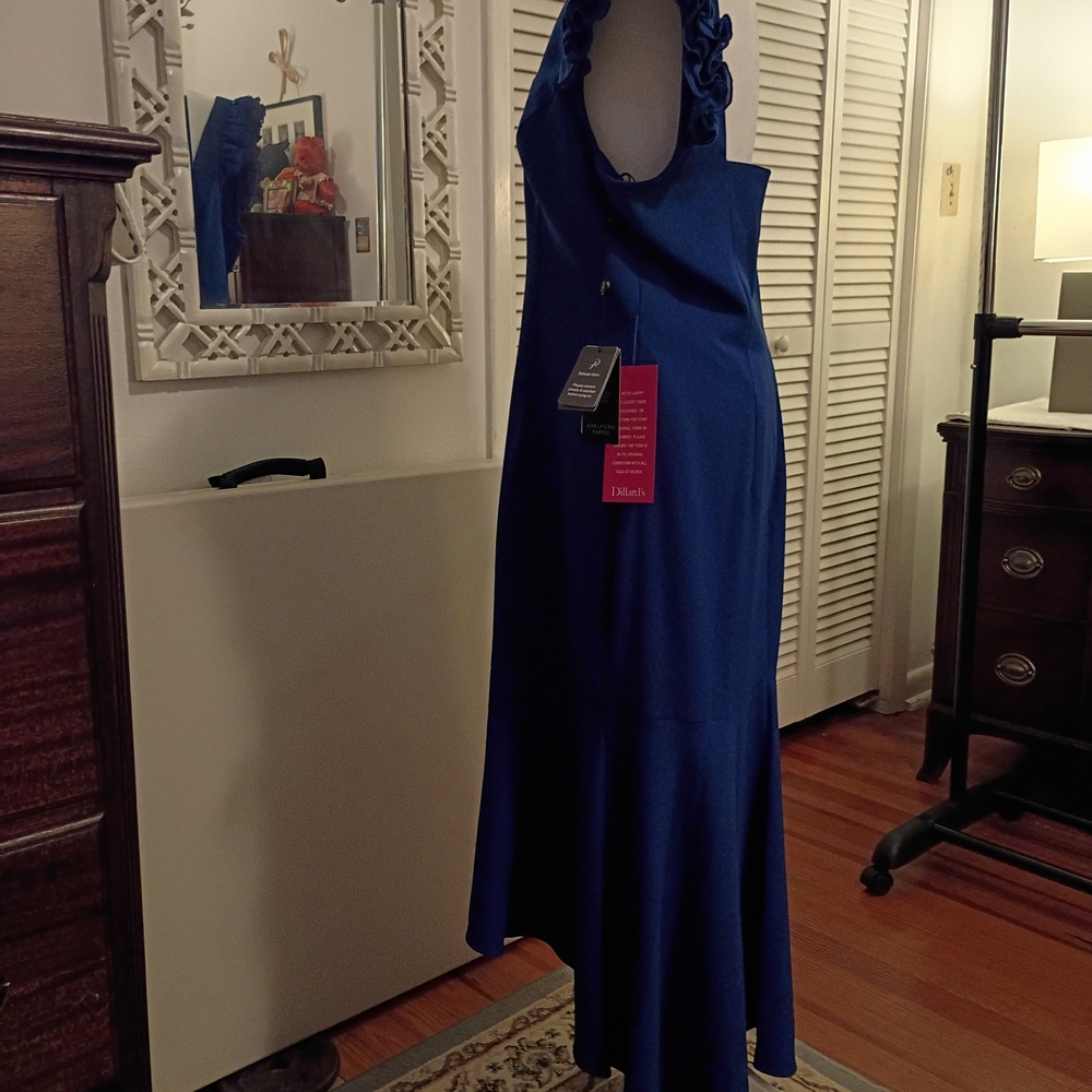 Elegant Blue Ruffled Women's Dress